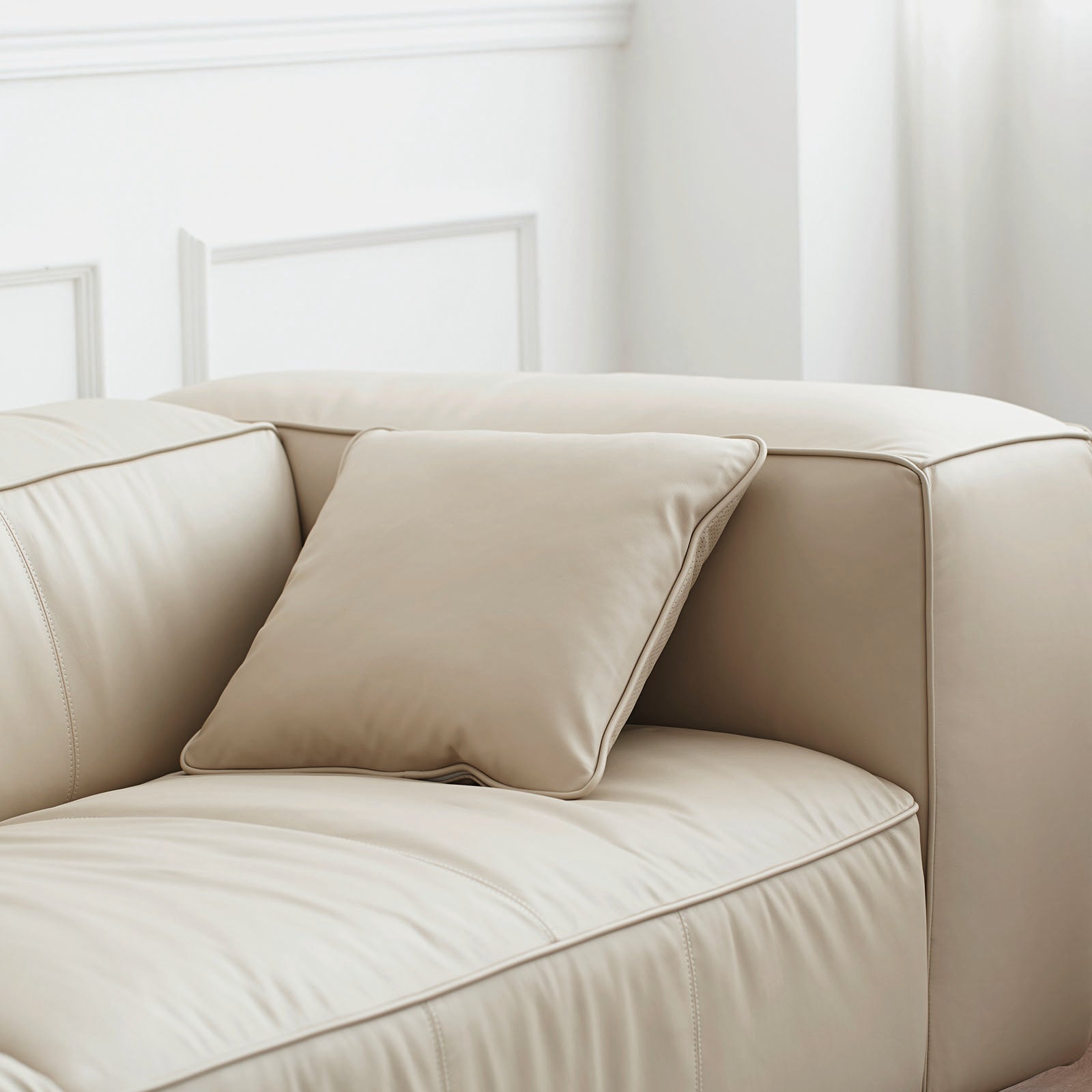Butter Sofa weich / breite Armlehnen – 5-Sitzer