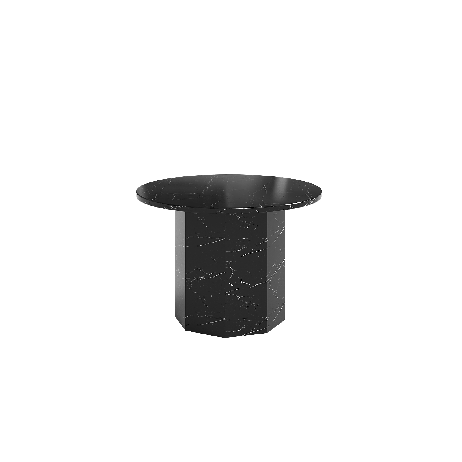 Table basse / ronde Sugar Cubes - Marbre noir et blanc - φ600mm