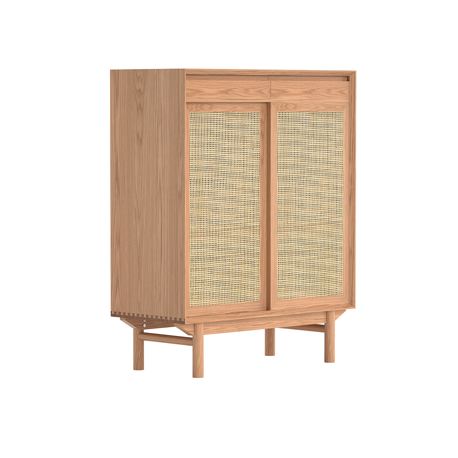 Torii Sideboard / Woven Rattan Doors & Glass Top